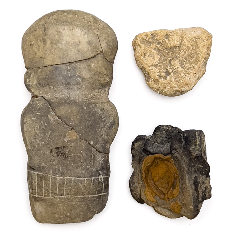 Pre-Columbian - Heads and Figure, Group of 3