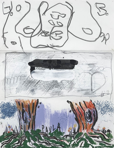 Image for Lot Georg Baselitz, Pat Steir, and Paula Hayes - Cadavre Exquis