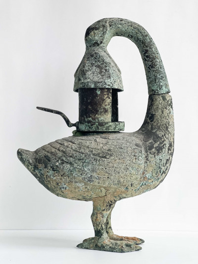 Image for Lot Chinese Bronze Duck Form Lamp