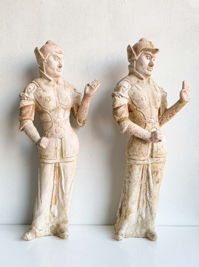 Image for Lot Pair of Chinese Pottery Lokapala