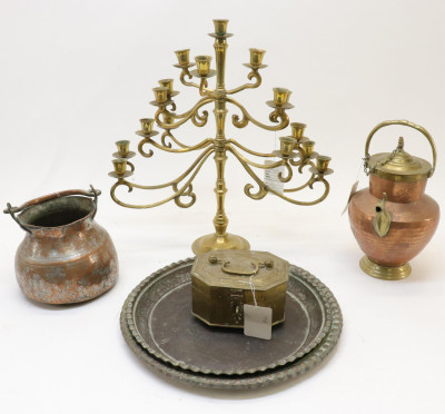 Image for Lot 6 Copper  Brass Candelabra  Objects
