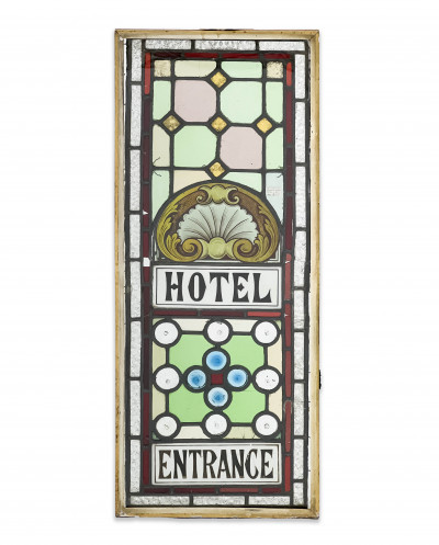 Image for Lot Victorian Stained Glass Hotel Window
