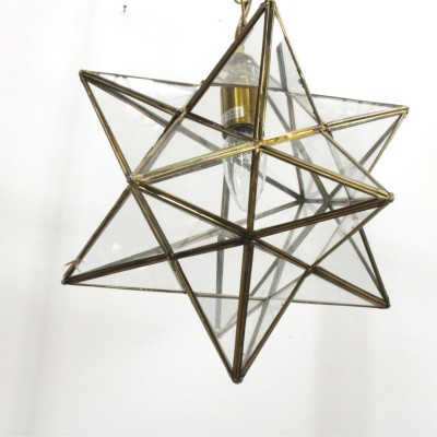 Image 4 of lot 4 Brass & Glass Star Lanterns & another