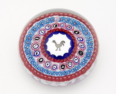 Image for Lot Baccarat (Co.) - Gridel Rooster and Concentric Millefiori Paperweight