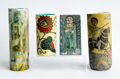 Image for Lot Marcello Fantoni - 3 Vases and 1 Tile