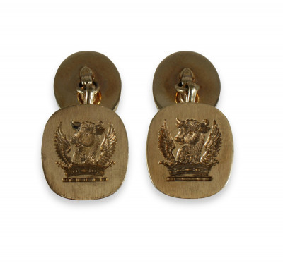 Image for Lot Pair of Cartier 18K Winged Ox Cufflinks