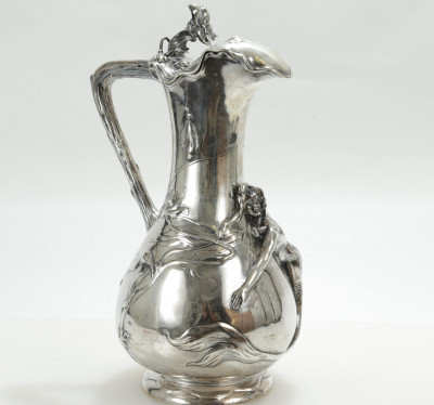 Image for Lot Austrian Art Nouveau Sterling Silver Pitcher