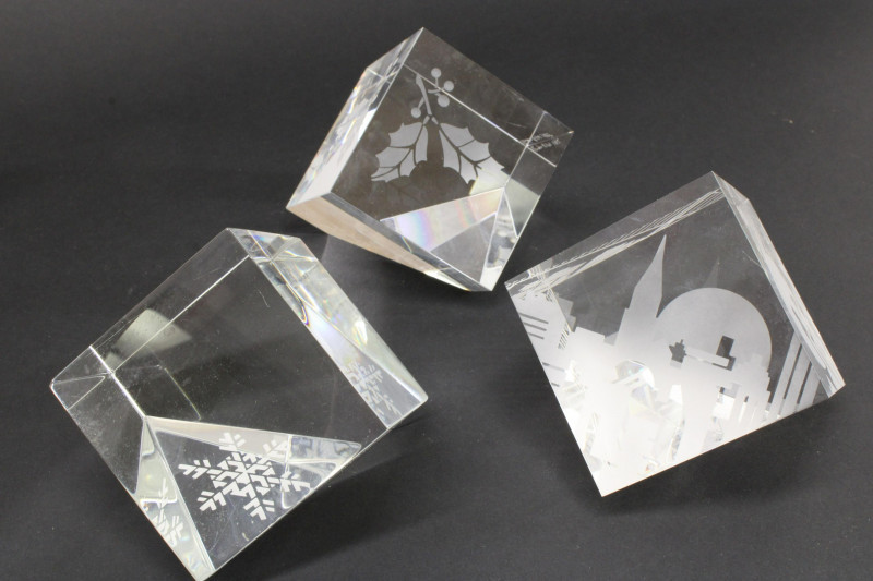 Image 2 of lot 11 Steuben Clear Glass Paperweights & Vase
