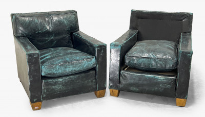 Image for Lot Pair of Art Deco Club Chairs