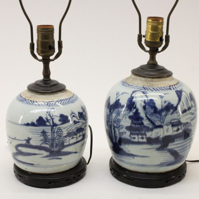 Image for Lot 2 Chinese Canton Ginger Jars as Lamps