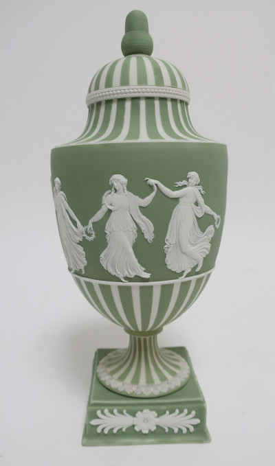 Image for Lot Wedgwood Green Dip Jasper Dancing Hours Vase