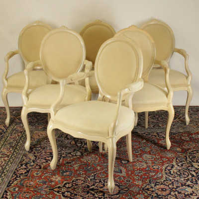 Image for Lot 6 Modern White Painted Armchairs poss Donghia