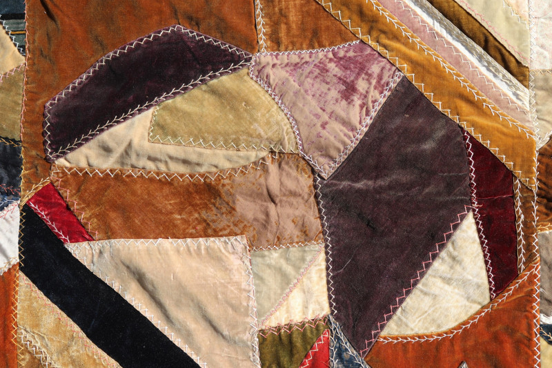 Image 1 of lot 19/20C Crazy Quilt; Three Wool Kilim Pillows