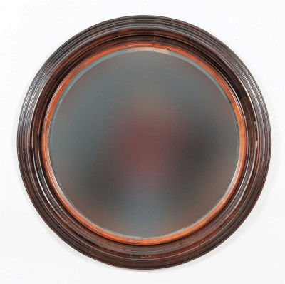 Title Traditionally Styled Wood Framed Circular Mirror / Artist