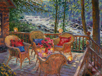 Image for Lot H. Gordon Wang - Evening Lights by Babbling Brook