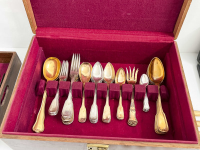 Assembled Group of Flatware In Wood Case