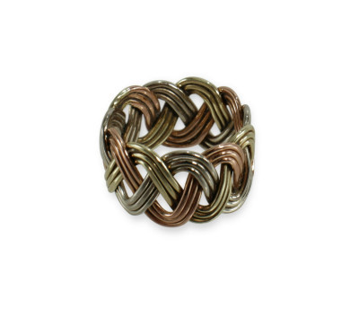 Image for Lot 14K Tricolor Braided Ring