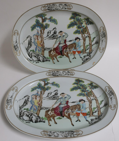 Image for Lot Pr. Chinese Export Style Platters, Mottahedeh