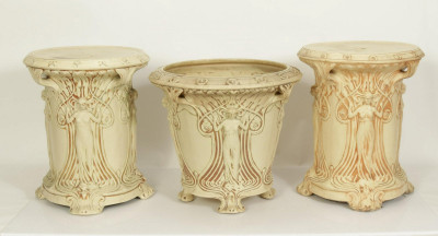 Image for Lot Weller Art Nouveau Cream Pottery Jardiniere