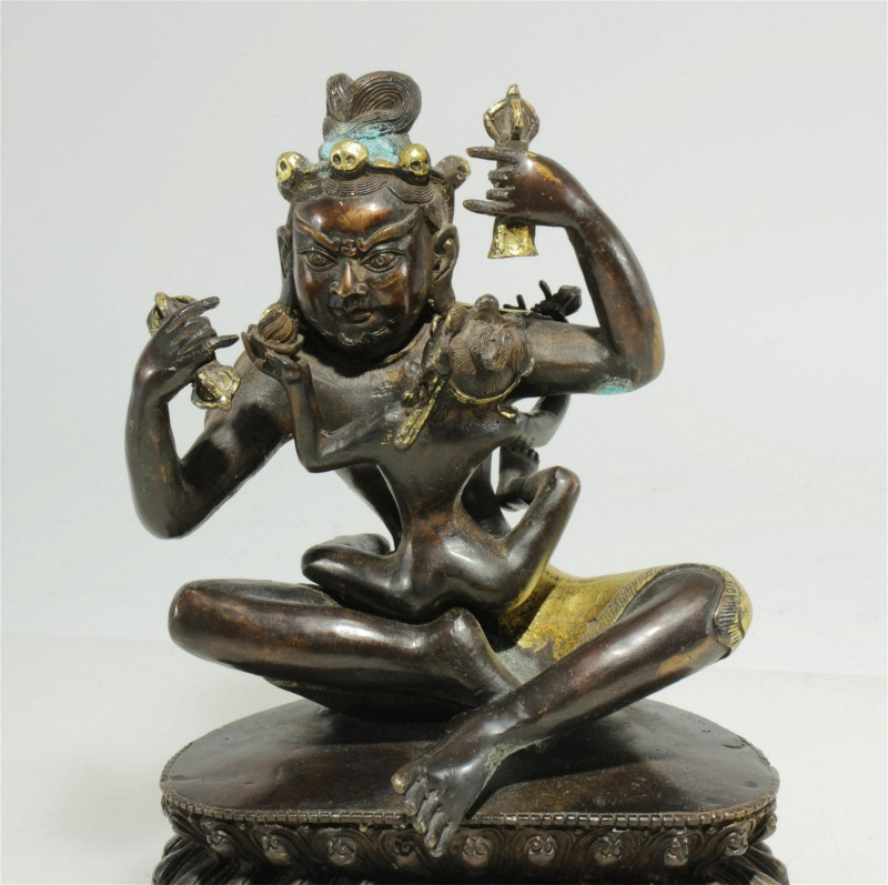 Chinese Bronze Covered Jar & Tibetan Figure