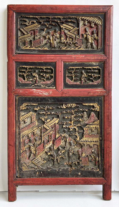 Image 4 of lot 3 Chinese Gilt and Red Lacquered Architectural Elements