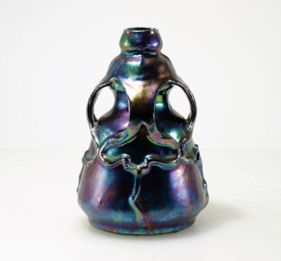 Image for Lot Heliosine Austrian Iridescent Pottery Vase