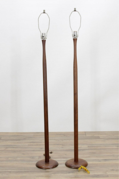 Image for Lot Pair Teak Midcentury Modern Tall Standing Lamps