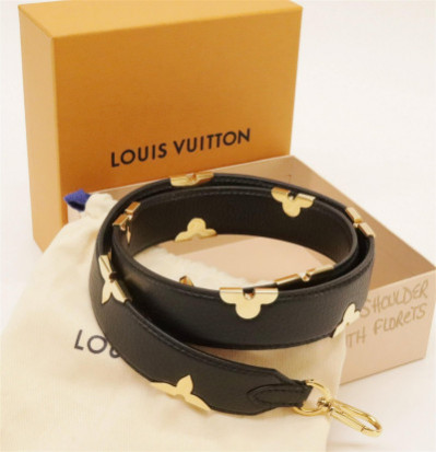 Image for Lot Louis Vuitton Black Leather Floret Shoulder Strap