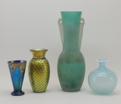 Image for Lot 4 Art Glass Modern Vases; Vitro Orient  Flume