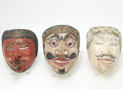 Image for Lot 3 South East Asian Painted Wood Masks, Bali