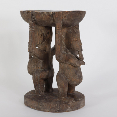 Image for Lot African Carved Wooden "Caryatid" Stool
