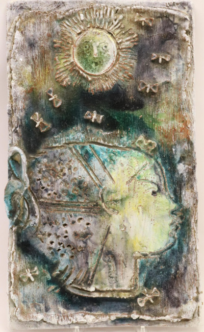 Image for Lot Ugo Lucerni, Girl with Butterflies Plaque, 1952