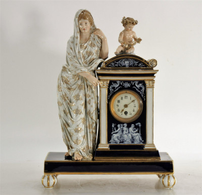 Image for Lot Meissen Figural Mantle Clock