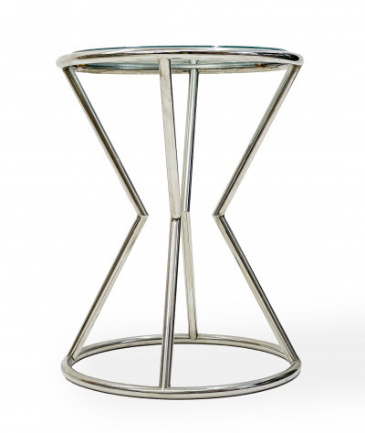 Image for Lot Chrome Tube Side Table With Inset Glass Top