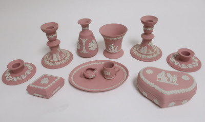 Image for Lot 11 Wedgwood Pink Jasperware Items
