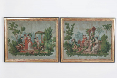 Image for Lot Pair Zubar Style Framed Wallpaper Panels