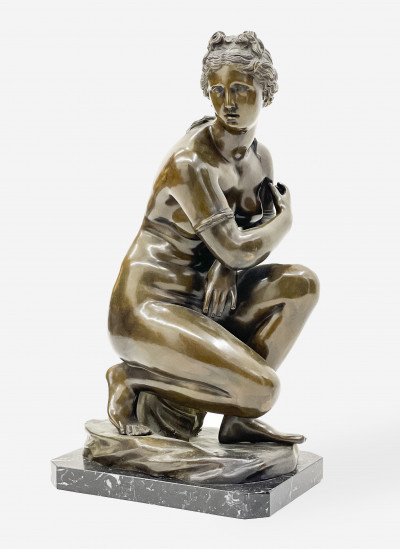 Italian Bronze Model of Crouching Venus