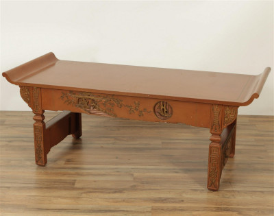 Image for Lot Classical Style Gold & Brown Painted Coffee Table