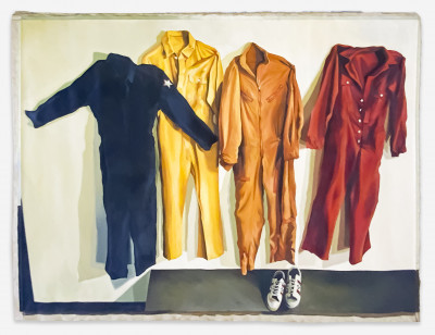 Lowell Nesbitt - Work Clothes Blue, Yellow, Orange, and Red