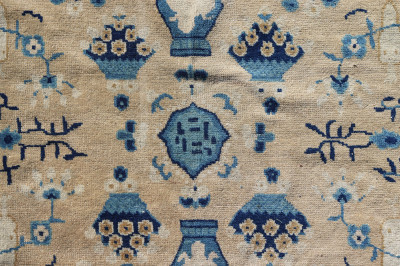 Image for Lot 20C Chinese Peking  Blue And White Wool Rug