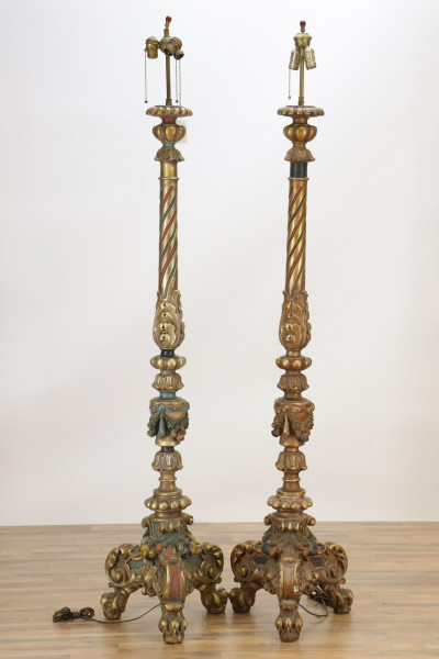 Image for Lot Pr Venetian Style Renaissance Revival Floor Lamps