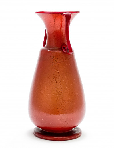 Italian Murano Red Incamiciato Glass Vase