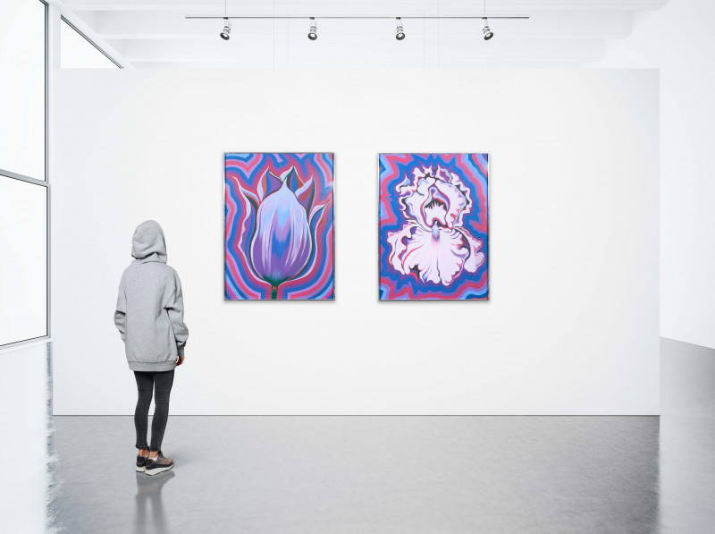 Lowell Nesbitt - Electric Tulip in Purple, Red, and Violet