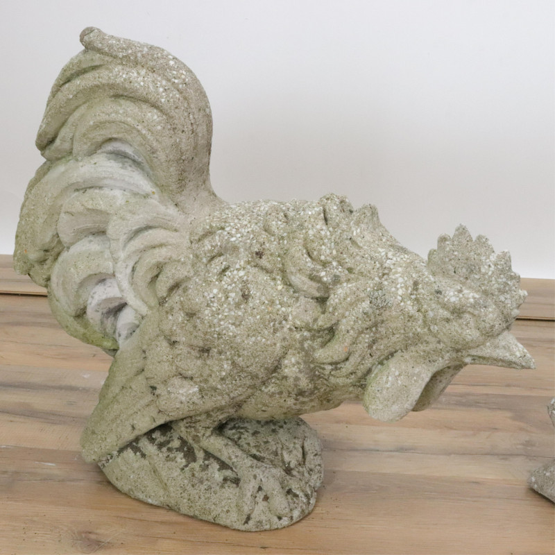 Image 4 of lot 3 Cast Cement Frogs Rooster  Dog