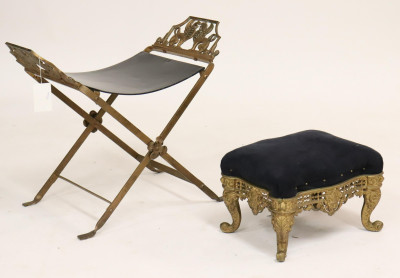 Image for Lot Neo-Classic X-form Bench & Victorian Stool