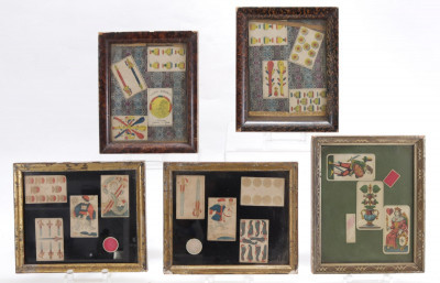 Title 5 Framed Austrian Antique Tarock Cards / Artist