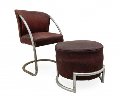 Image for Lot Michel Dufet  - Chair and Ottoman