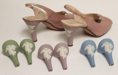 Image for Lot Pr Rayne Shoes, Wedgwood Jasperware Heels
