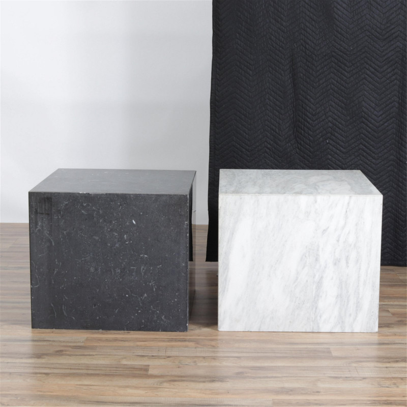 Image 1 of lot 2 Marble Square Tables/ Pedestals
