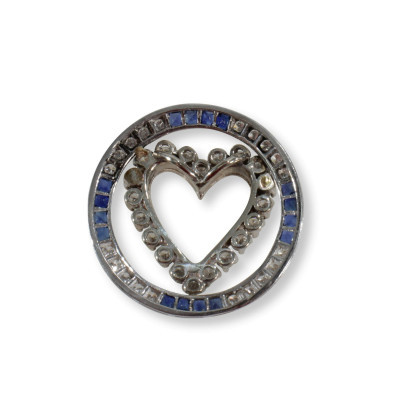 Image 3 of lot 2.5 TCW Diamond & Sapphire Heart Pendant